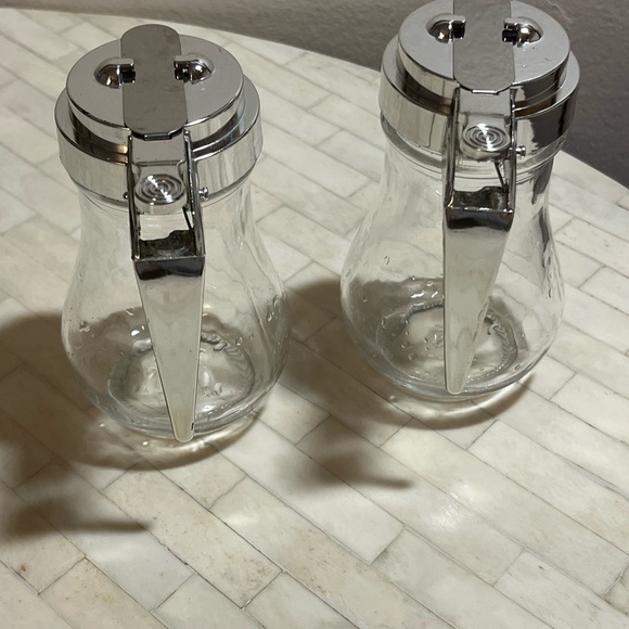 Small Silver and Clear Syrup Dispensers, Set of 2 - Picture 2 of 6